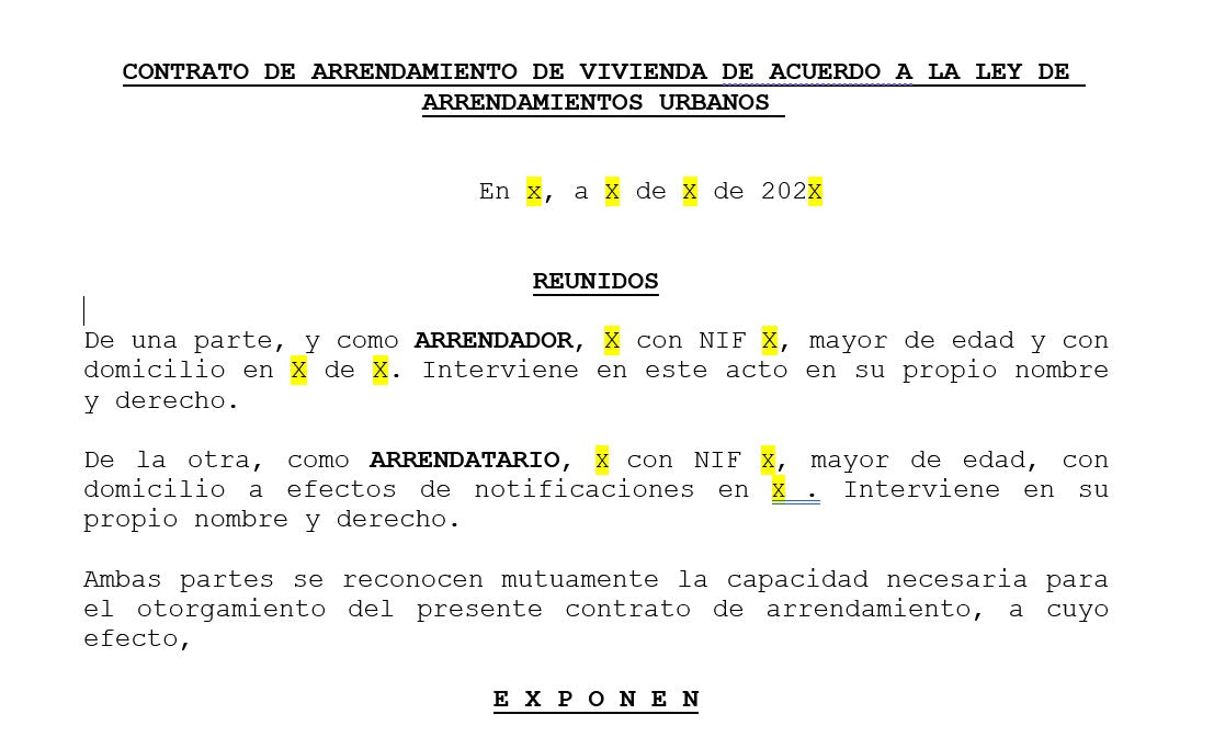 Contrato de Alquiler Tradicional actualizado 2024 LAU Gratis