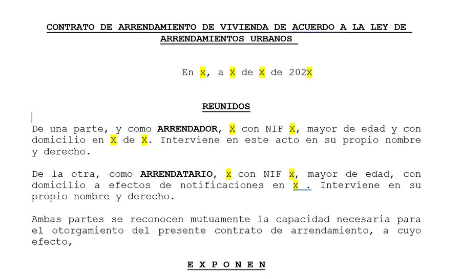 Contrato de Alquiler Tradicional actualizado 2024 LAU Gratis